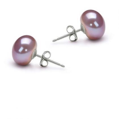 Lavender Freshwater Pearl Stud Earrings Sterling..