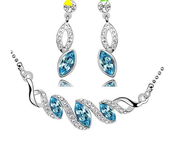 Rena "joyful" Necklace Earring Set 18k White Gold Plated