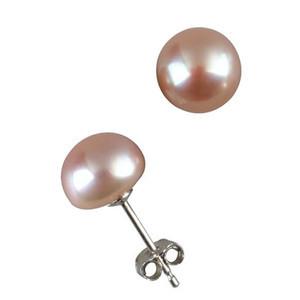 Champagne Freshwater Pearl Stud Earrings 925 Sterling Silver Plated 6-7mm-champagne/silver